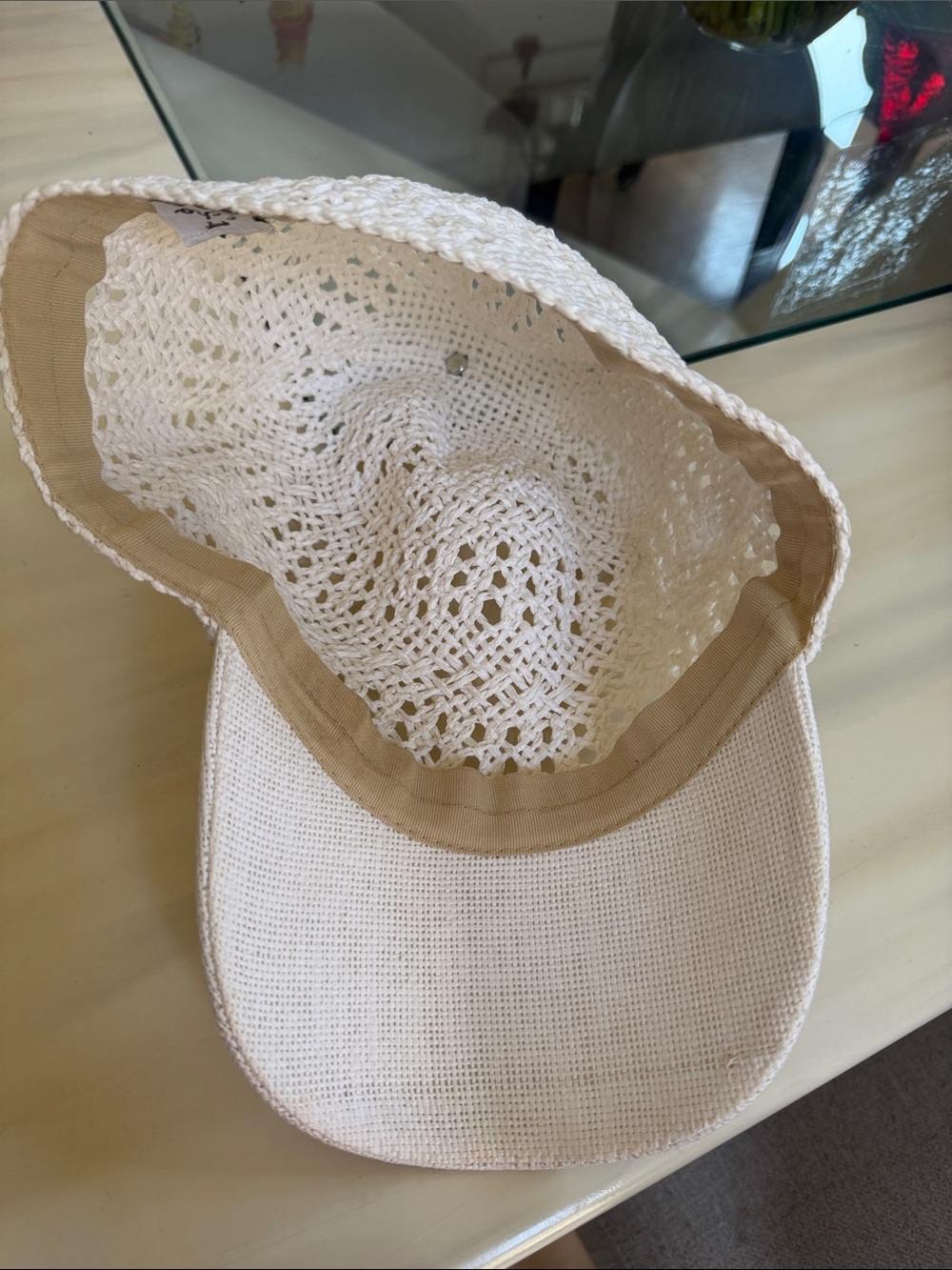 Woven Crochet Baseball Cap - Cream - Picture 3 of 4